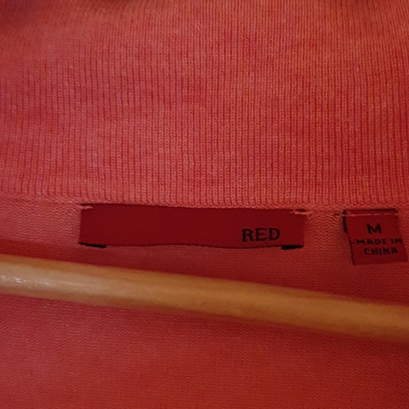 Red brand, beautiful pink salmon colored top with leather trim - Picture 2 of 2